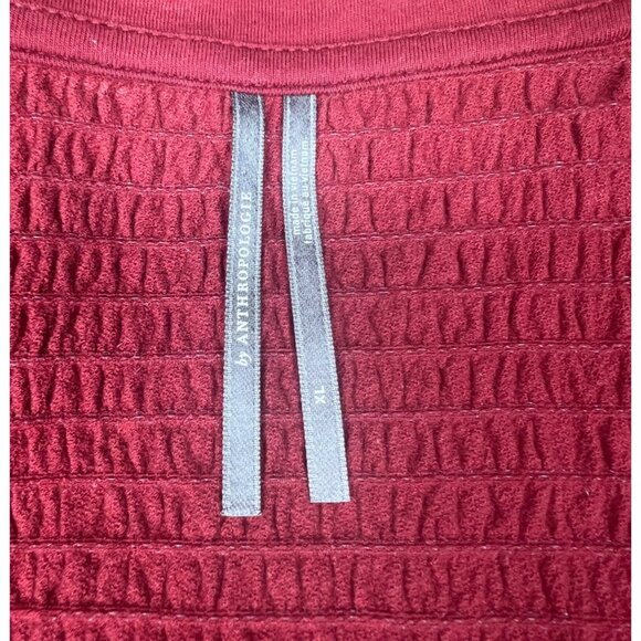 Anthropologie Smocked Red Textured Bell Sleeve Scoop Neck Top Women's XL - Picture 16 of 16